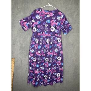 Woman Within 12 S floral button front maxi dress casual pockets colorful stretch